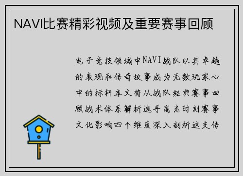 NAVI比赛精彩视频及重要赛事回顾